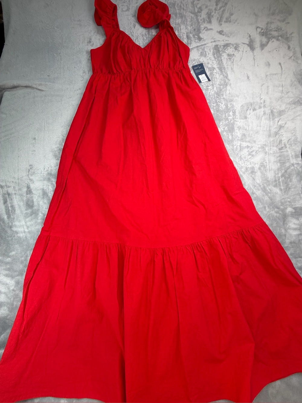100% Cotton Universal Thread Red Maxi Dress Tie-Strap Shoulders Guest Beach M (L